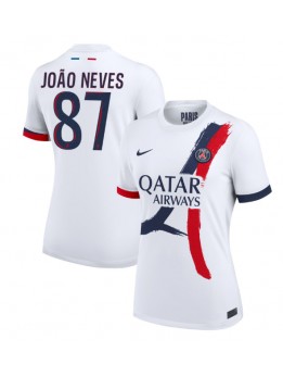 Billige Paris Saint-Germain Joao Neves #87 Bortedrakt Dame 2024-25 Kortermet